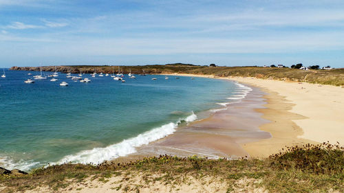 Scenic view of beach against sky