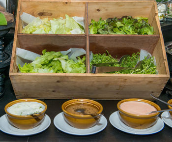 High angle view of food on table