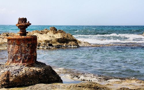 Scenic view of sea against clear sky
