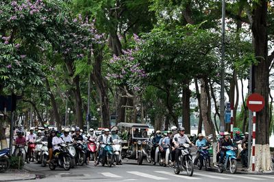 Bicycles on road in city