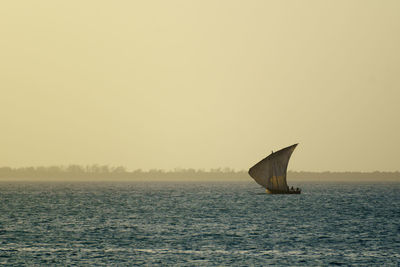 Scenic view of ship on sea