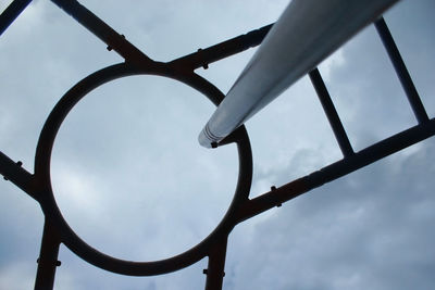 Low angle view of chainlink fence against sky