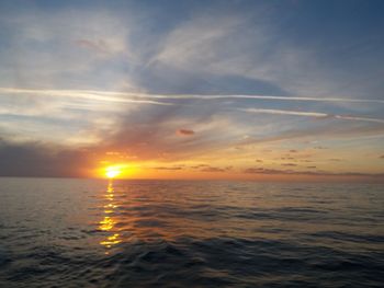 Scenic view of sea against sky at sunset