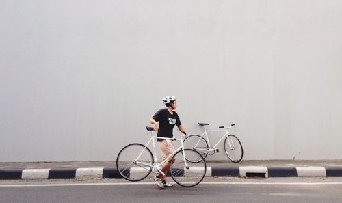 Man riding bicycle