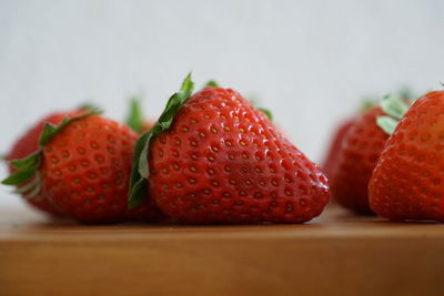Close-up of strawberries on table
