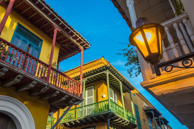 Low angle view of buildings in town