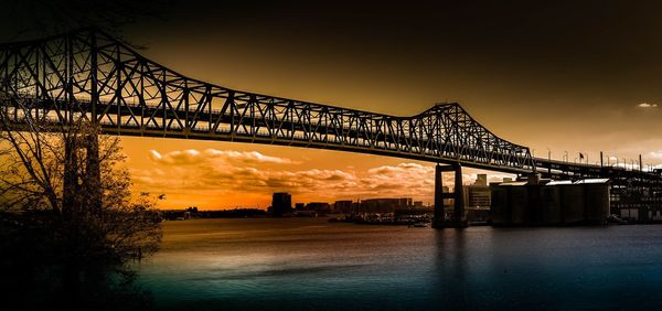 View of bridge over river during sunset