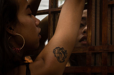 Close-up portrait of young woman