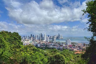 Panoramic view of city against sky