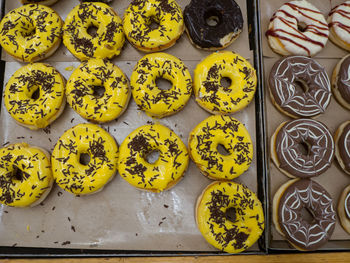 High angle view of food on table