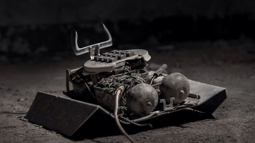 Inside of old telephone