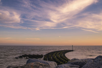 Sunset over the seafront at felixstowe in suffolk, uk