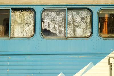 Windows in an old bus