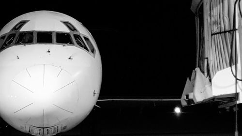 Close-up of illuminated lighting equipment at night