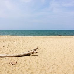 Scenic view of beach against cloudy sky