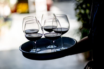 Close-up of wine glass on table at restaurant