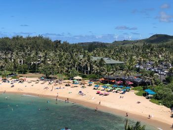 High angle view of beach against sky