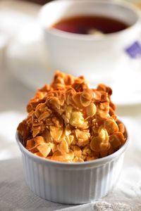 Close-up of almond cookies on table