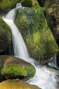 Long exposure of a waterfall at becky falls in dartmoor national park