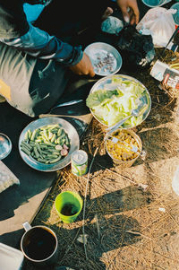 High angle view of food for sale at market