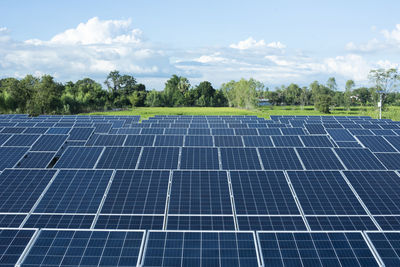 Low angle view of solar panel against sky