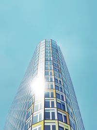 Low angle view of modern building against clear sky