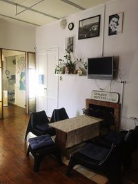 Chairs on table at home