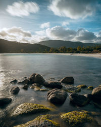 Scenic view of lake against sky