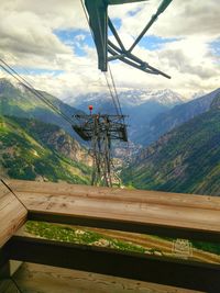 Scenic view of mountains against cloudy sky