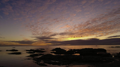 Scenic view of sea against sky at sunset