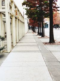 Empty footpath amidst buildings in city