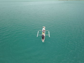 High angle view of woman in sea