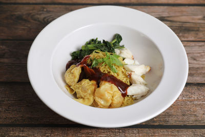 Directly above shot of food in bowl on table