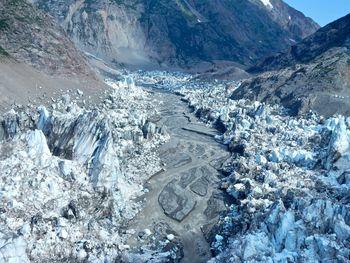 Aerial view of frozen landscape