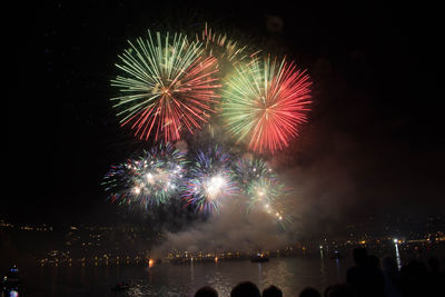 Firework display at night