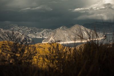 Scenic view of mountains against sky