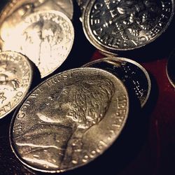 Close-up of coins