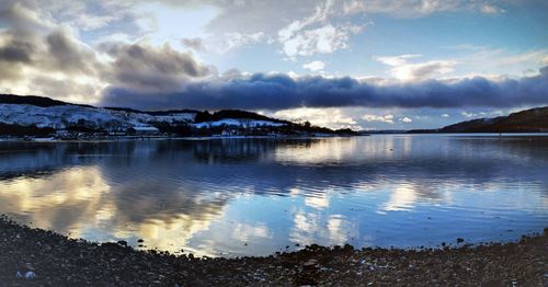 Scenic view of lake against sky