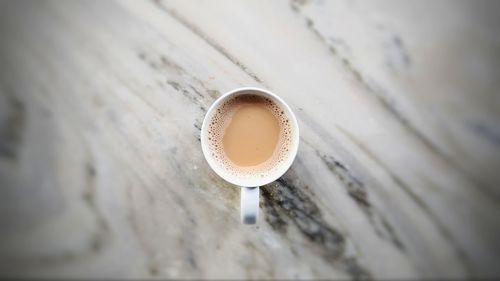High angle view of coffee cup