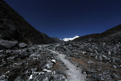 Scenic view of mountains against clear sky