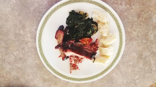 High angle view of meal served in plate