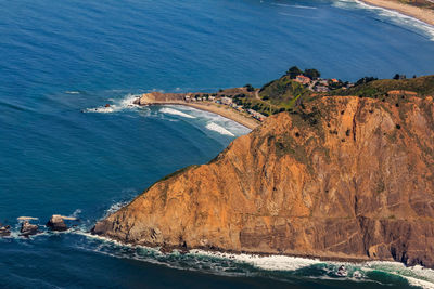 High angle view of rocks on beach