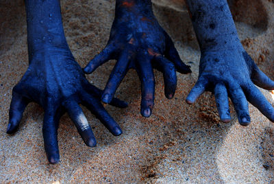 Cropped image of dirty hands