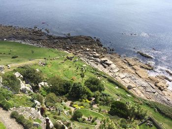 High angle view of beach