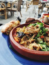 Close-up of seafood in plate on table