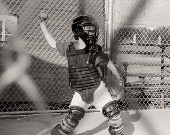 Boy playing baseball