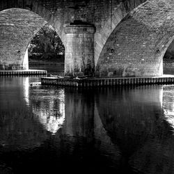 Reflection of bridge in river