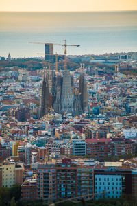 High angle view of buildings in city