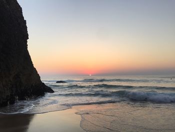 Scenic view of sea at sunset