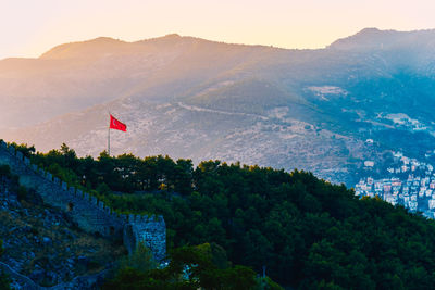 Scenic view of mountains against clear sky